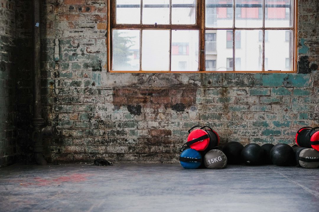 Weight bags in a gym studio